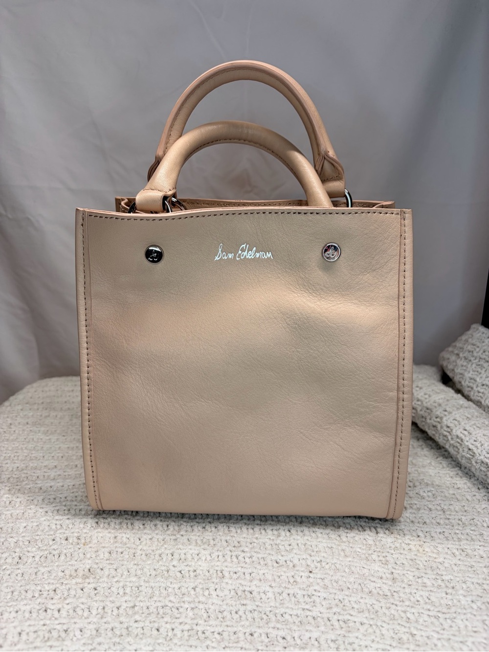 Sam Edelman Beige Leather Structured hand bag